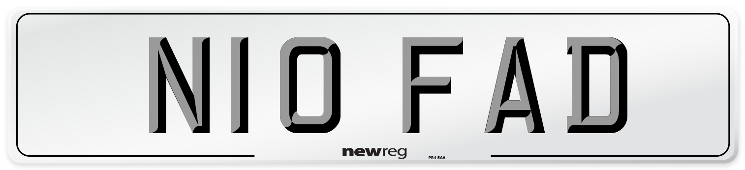 N10 FAD Number Plate from New Reg